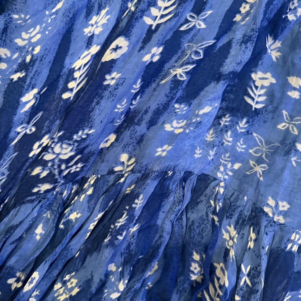 NWT Free People Asymmetrical Blue Floral Skirt - Picture 4 of 4